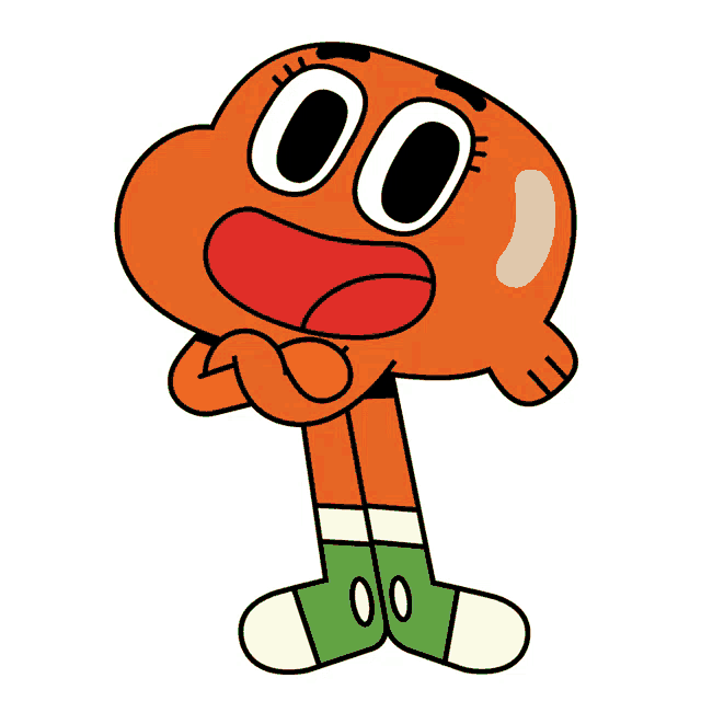 a cartoon character from the amazing world of gumball is wearing green socks