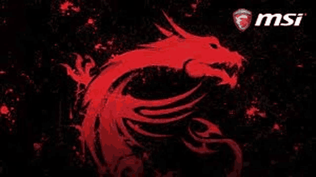 a red dragon on a black background with a msi logo .