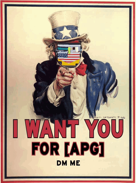 a poster that says i want you for [ apg ] on it