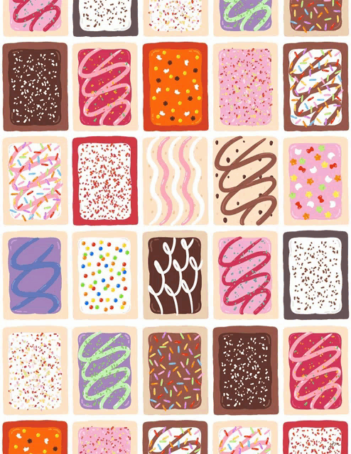 a seamless pattern of toaster pastries with different toppings