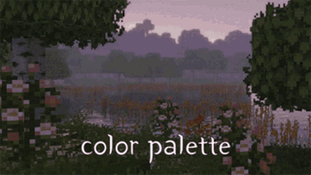 a pixel art of a lake with the words color palette above it