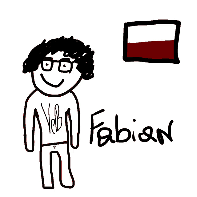 a drawing of a person with the name fabian written on it