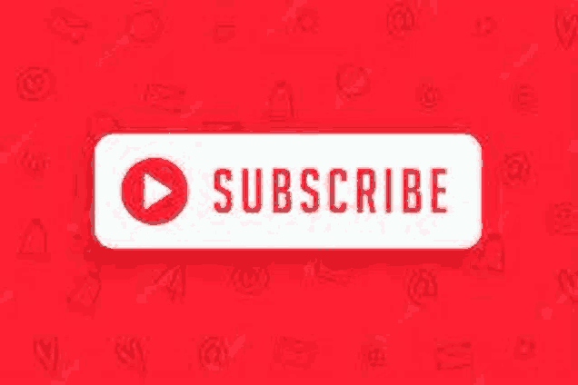 a subscribe button on a red background with social media icons .