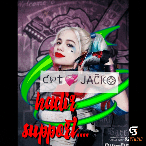 a picture of harley quinn with the words " harley support " on the bottom