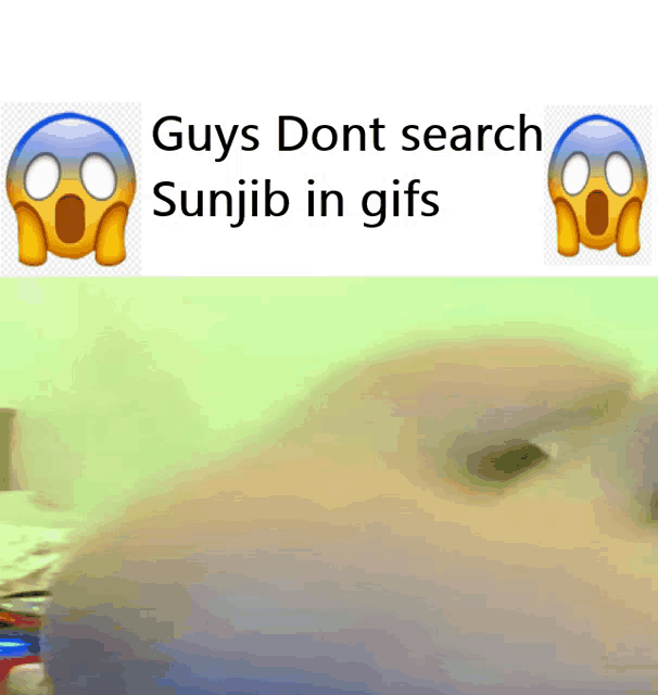 a picture of a surprised face with the words " guys dont search sunjib in gifs "