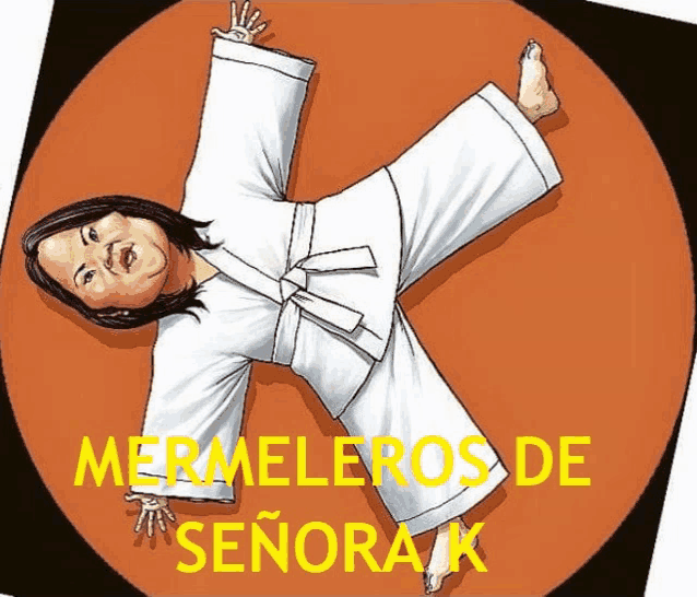 a cartoon of a woman doing a handstand with the words mermeleros de señora k below it