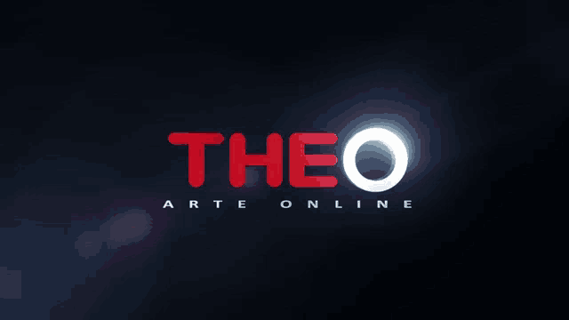 a logo for theo arte online is shown on a dark background