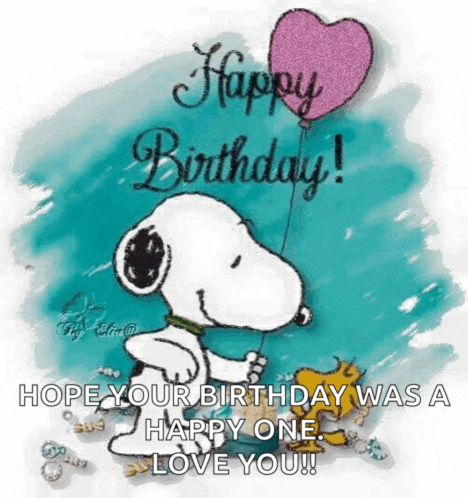 snoopy and woodstock are holding a pink heart shaped balloon and wishing a happy birthday .