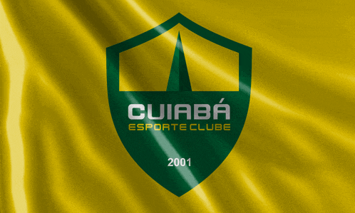 a green shield with the words cuiaba esporte clube 2001 on a yellow background