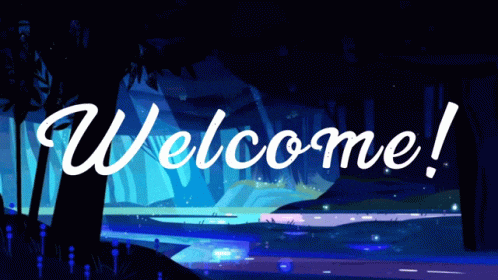 a blue background with the words welcome written in white letters