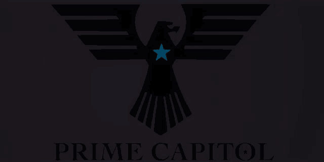 a logo for prime capitol shows an eagle with a blue star on its head