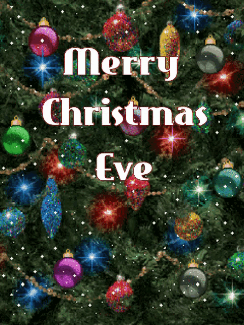 a merry christmas eve card with a christmas tree