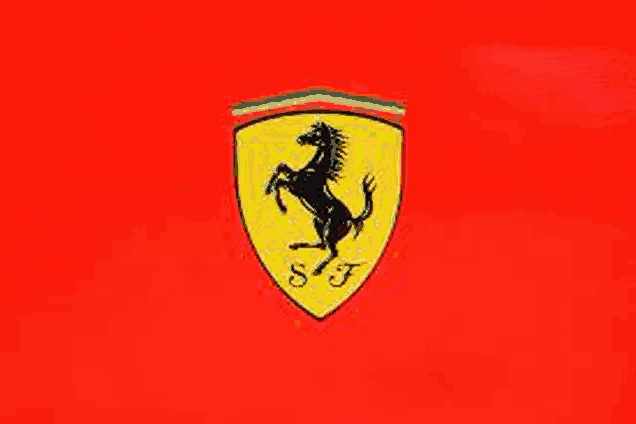 a ferrari logo is on a red background .