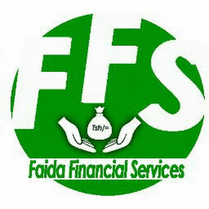 a logo for faida financial services with two hands holding a bag of money