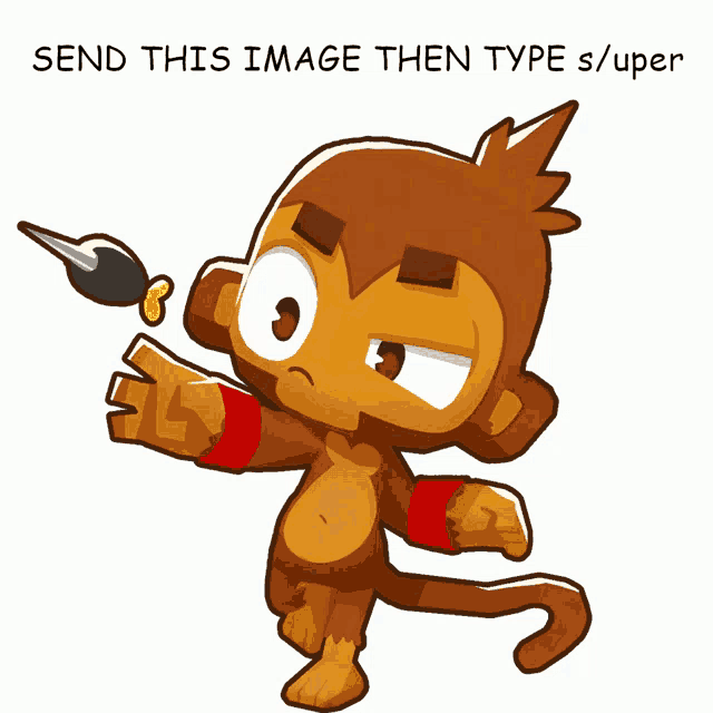 a cartoon of a monkey with a brush and the words send this image then type s / uper