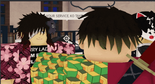 a screen shot of a video game with a sign that says " your service ko take "