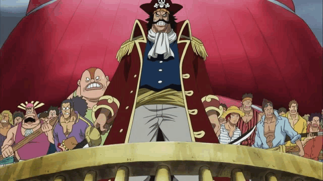 a man in a pirate costume stands in front of a crowd