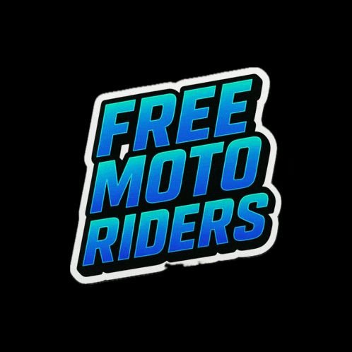 a blue and black logo that says free moto riders on a black background