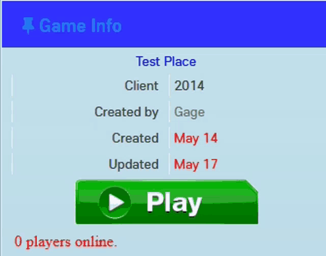 a screenshot of a game info page that says play