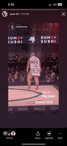 a picture of a sumo wrestler wearing a shirt that says " wan a beer "