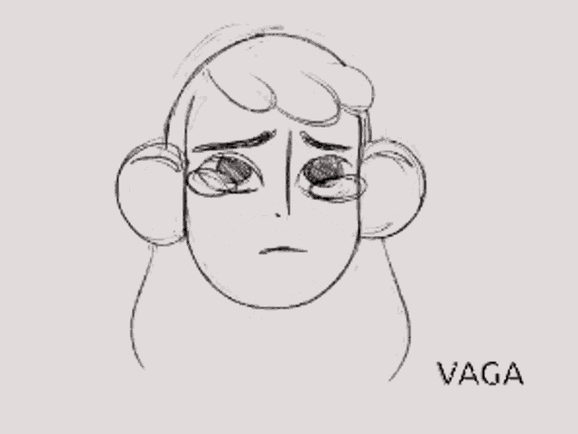 a black and white drawing of a woman 's face with the word vaga under it