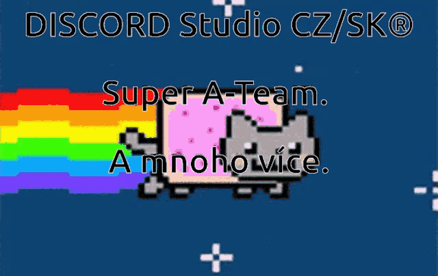 a discord studio cz/sk logo with a rainbow cat