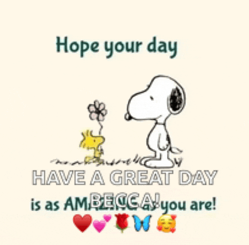 a snoopy and woodstock greeting card that says hope your day has a great day