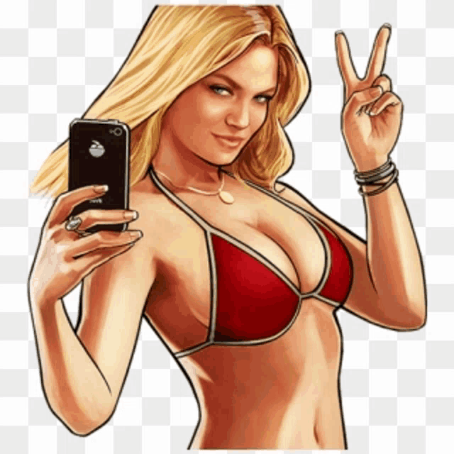 a woman in a bikini is taking a picture of herself