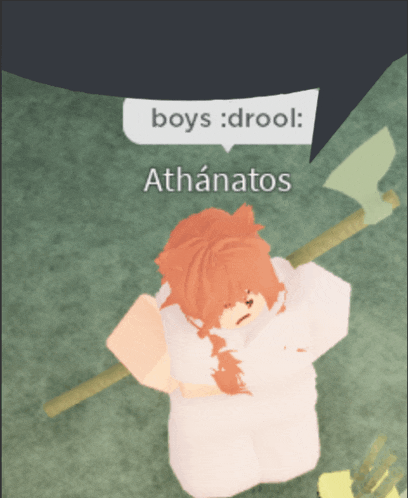 a cartoon character is holding an axe and says " boys drool "