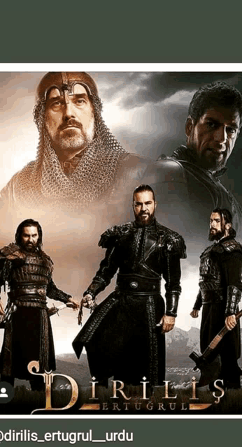 a poster for diriliş ertugrul shows a group of men in armor