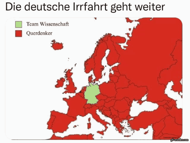 a map of europe with the words die deutsche irrfahrt geht weiter on the bottom