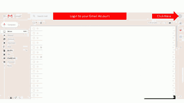 a screenshot of a gmail account with a red button that says login to your gmail account click here