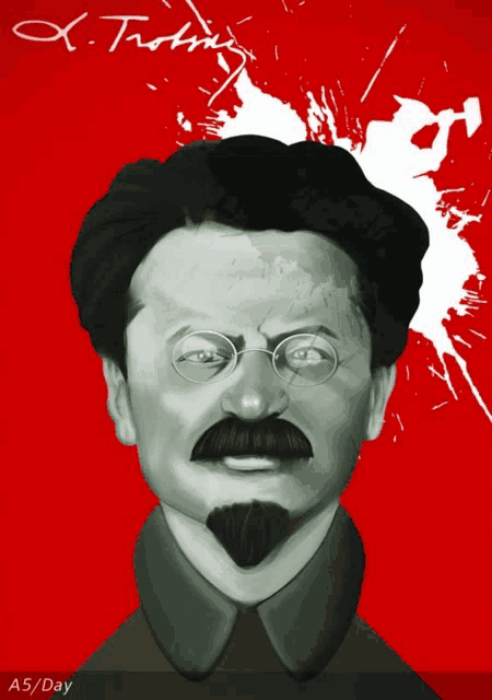 a drawing of a man with glasses and a mustache with the words a5 / day on the bottom