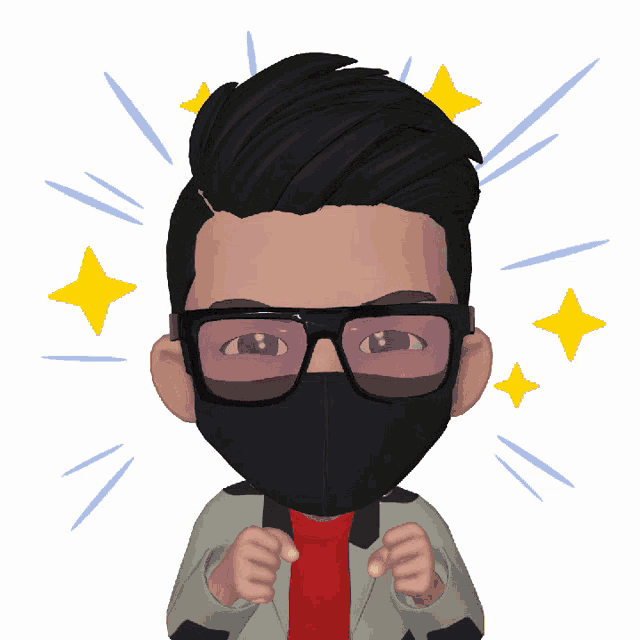 a cartoon of a man wearing glasses and a mask