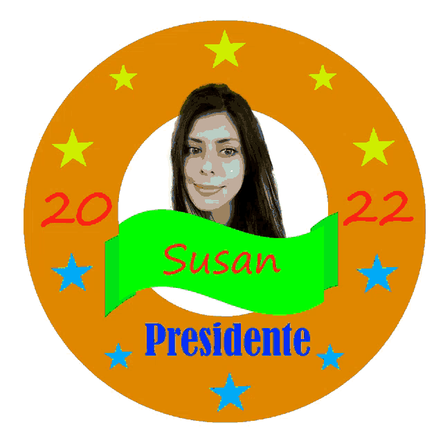 a picture of a woman in a circle with the words presidente on it