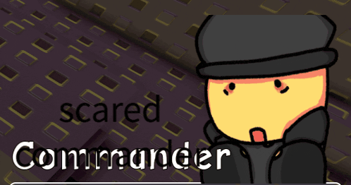 a cartoon of a man with the words scared commander on the bottom