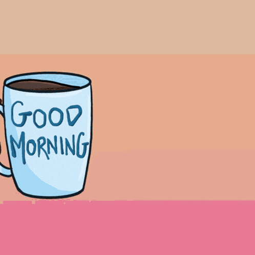 a hand is holding a coffee cup that says good morning