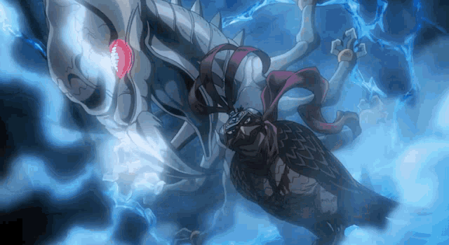 a drawing of a bird and a skeleton with a red eye