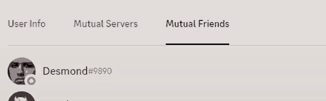 mutual servers and mutual friends are displayed on a computer screen