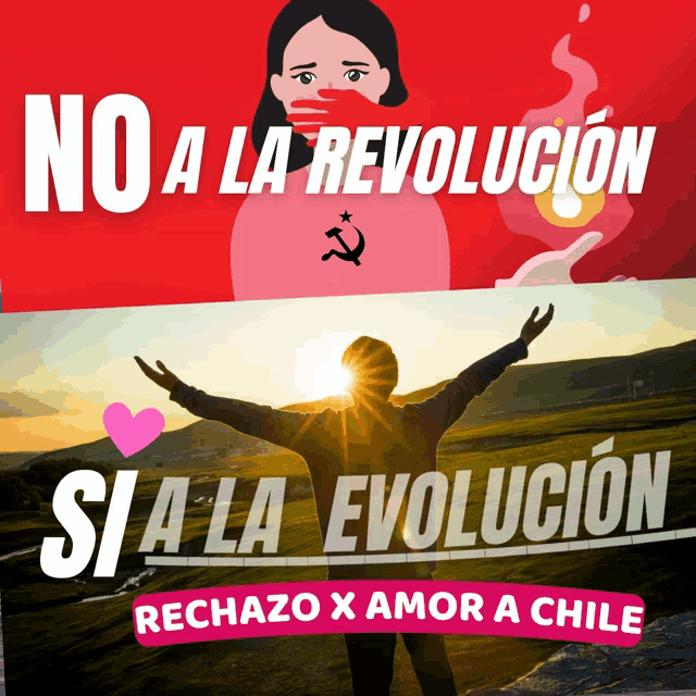 a poster that says no a la revolucion si a la evolution