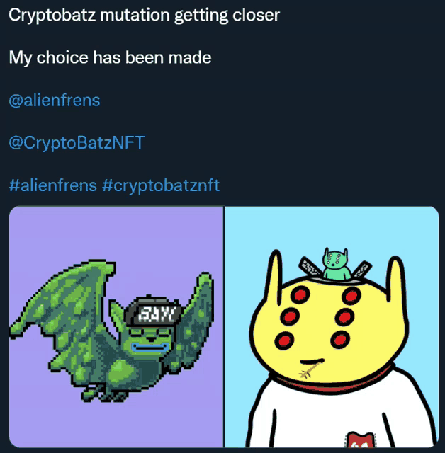 cryptobatz mutation getting closer my choice has been made @alienfrens @cryptobatznft #alienfrens