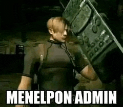 leon s kennedy from resident evil 4 is holding a shield in his hands .