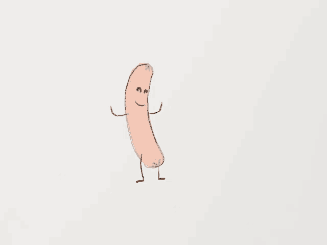 a drawing of a sausage with legs and arms