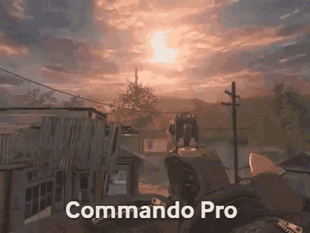 a video game with the words commando pro on the bottom right