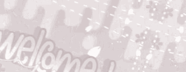 a black and white drawing of a girl with welcom written in white letters