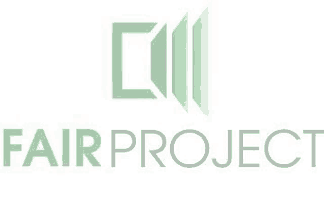 a logo for a company called fair project with a green and gray logo on a white background .