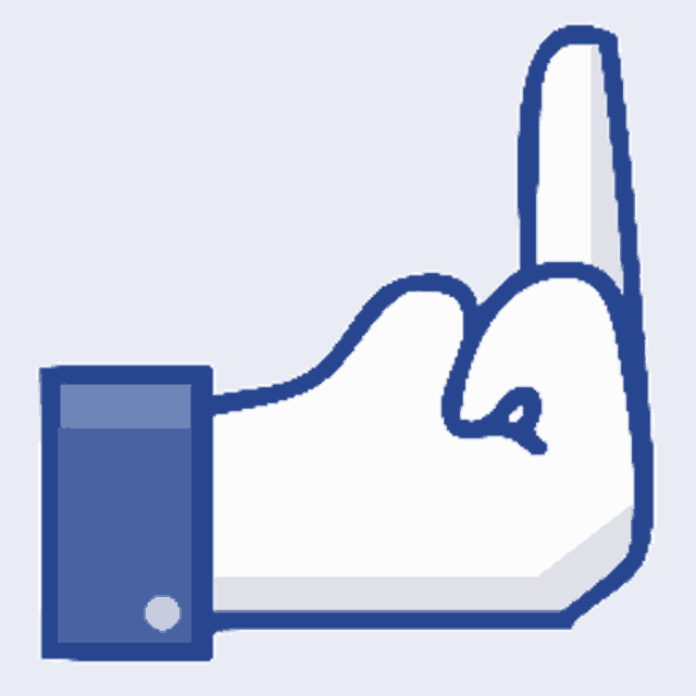 a facebook thumbs up icon with a blue arm