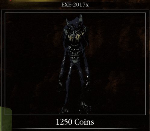 a screenshot of a video game with a monster and 1250 coins