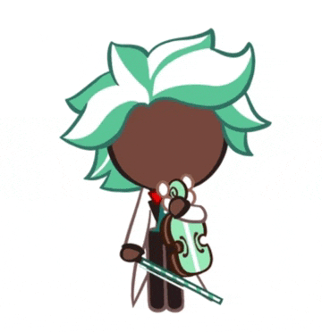 a cartoon character with green hair is holding a violin and a straw .