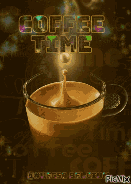 a picture of a cup of coffee with the words coffee time above it
